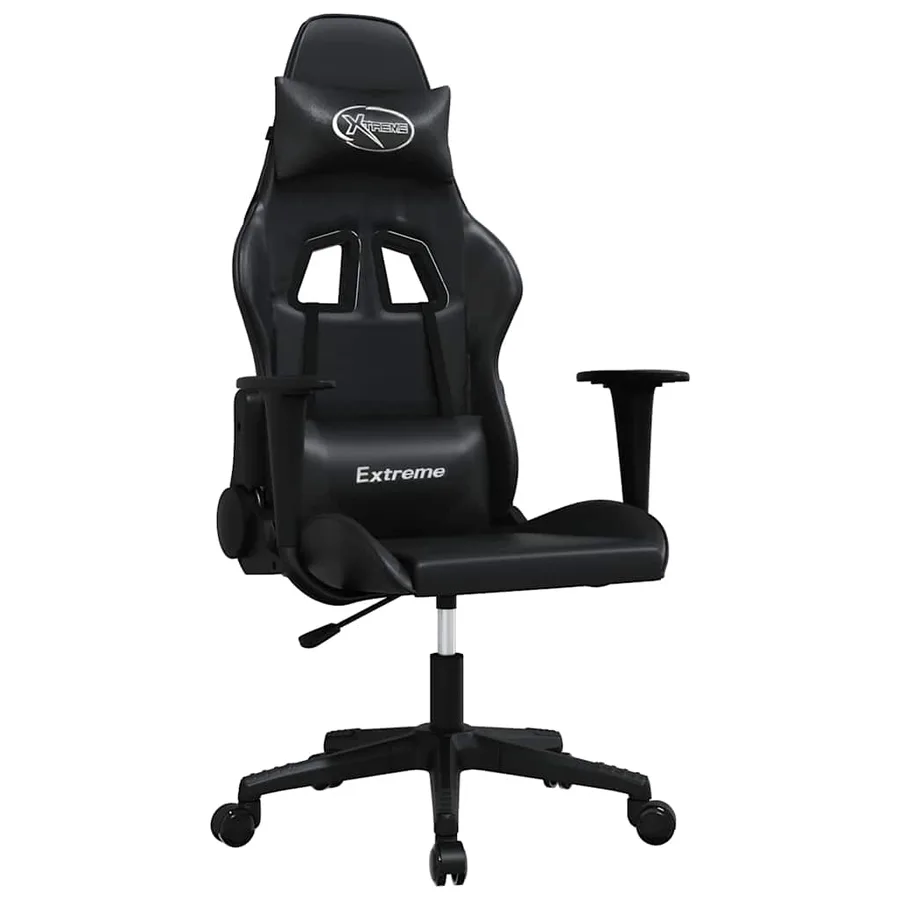Chaise de jeu de massage noir similicuir - 2