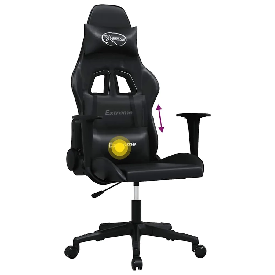 Chaise de jeu de massage noir similicuir - 5