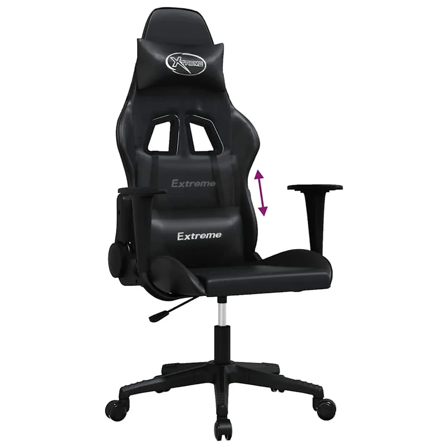 Chaise de jeu de massage noir similicuir - 6