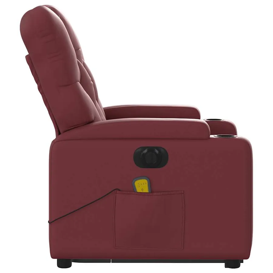 Fauteuil inclinable de massage électrique rouge bordeaux - 10