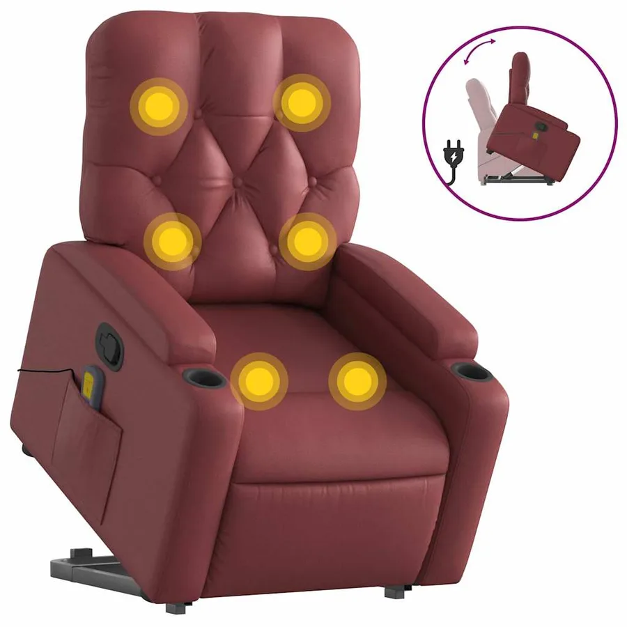 Fauteuil inclinable de massage Rouge bordeaux Similicuir - 2