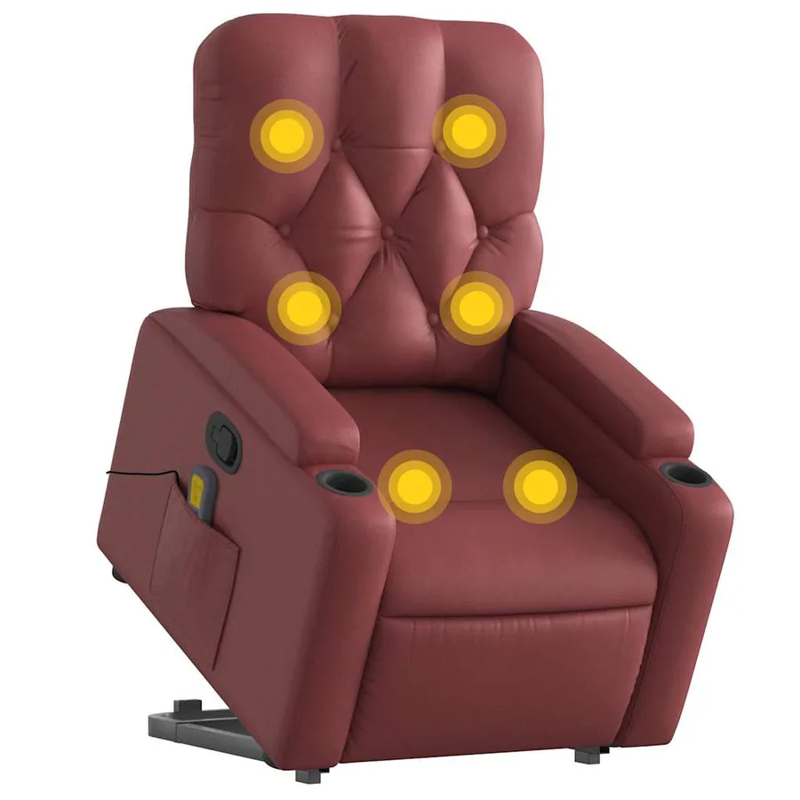 Fauteuil inclinable de massage Rouge bordeaux Similicuir - 3