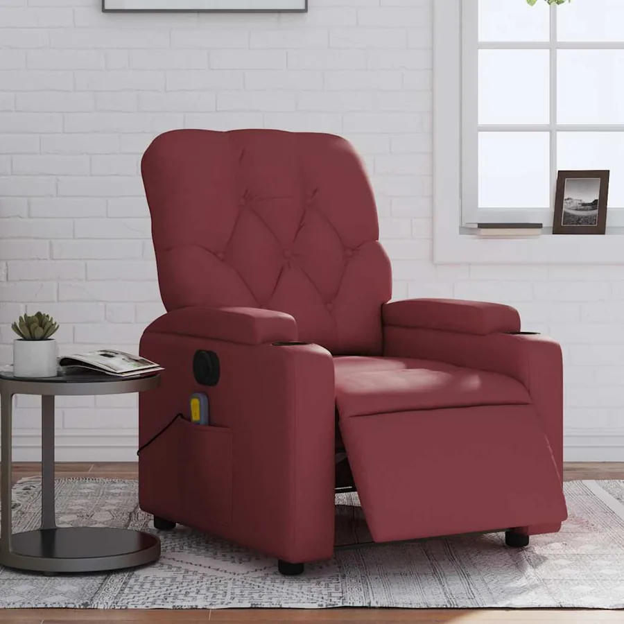 Fauteuil de massage inclinable électrique rouge bordeaux