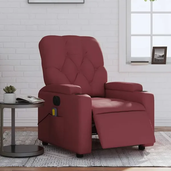 Fauteuil de massage inclinable électrique rouge bordeaux