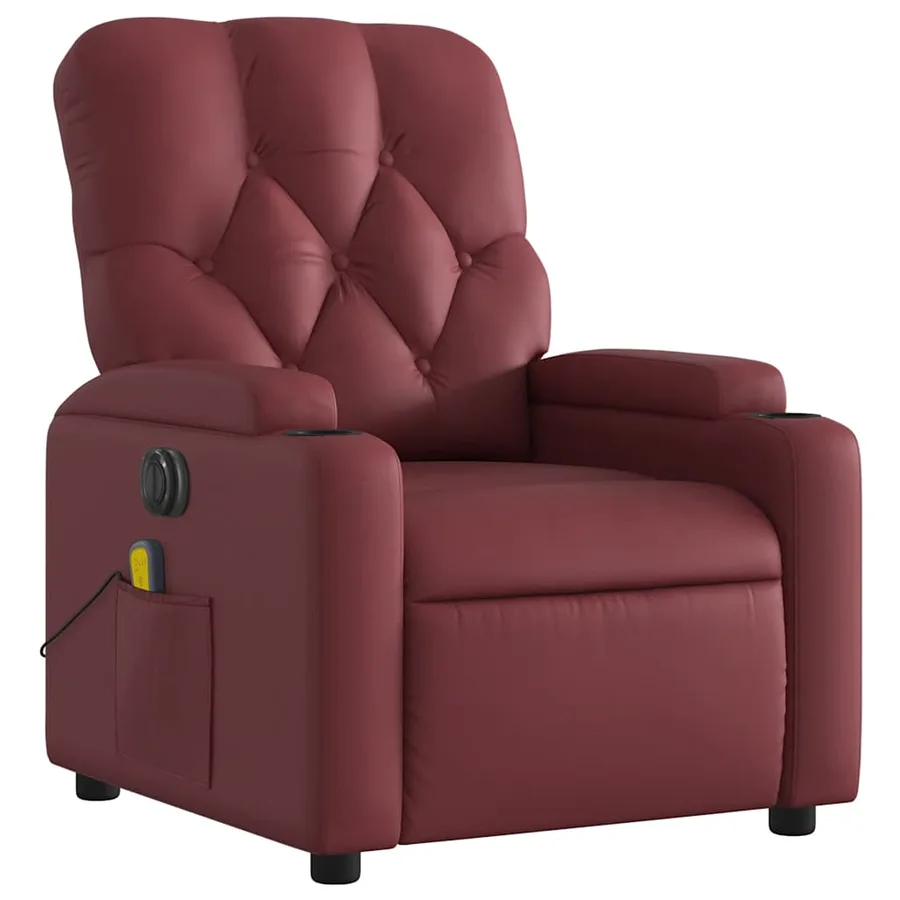 Fauteuil de massage inclinable électrique rouge bordeaux - 4