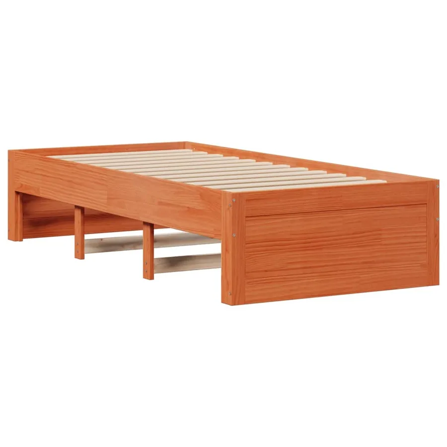 Lit bibliothèque sans matelas cire marron 75x190 cm pin massif - 7