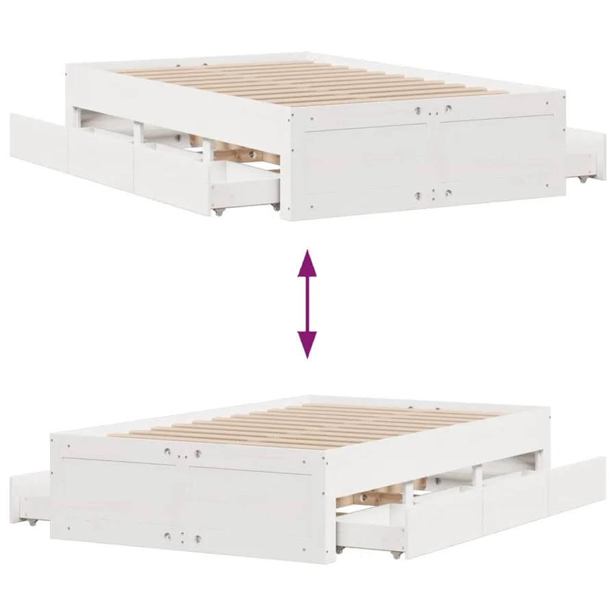 Cadre de lit sans matelas avec tiroirs 135x190 cm bois de pin - 10