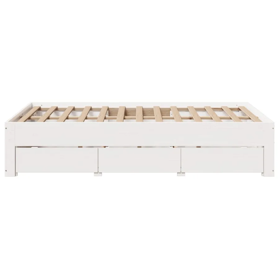 Cadre de lit sans matelas avec tiroirs 135x190 cm bois de pin - 5