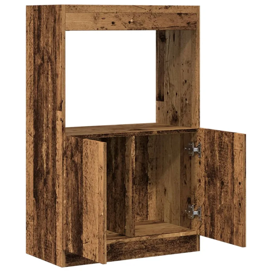 Buffet haut vieux bois 63x33x100 cm bois d'ingénierie - 8