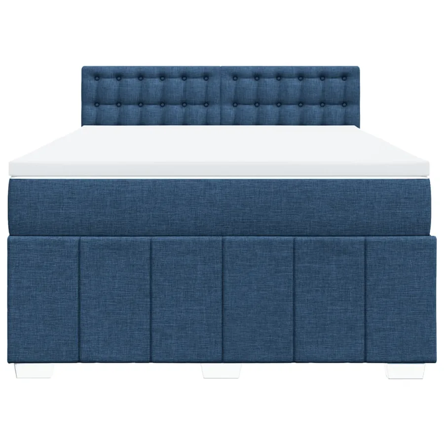 Sommier à lattes de lit avec matelas Bleu 160x200 cm Tissu - 4