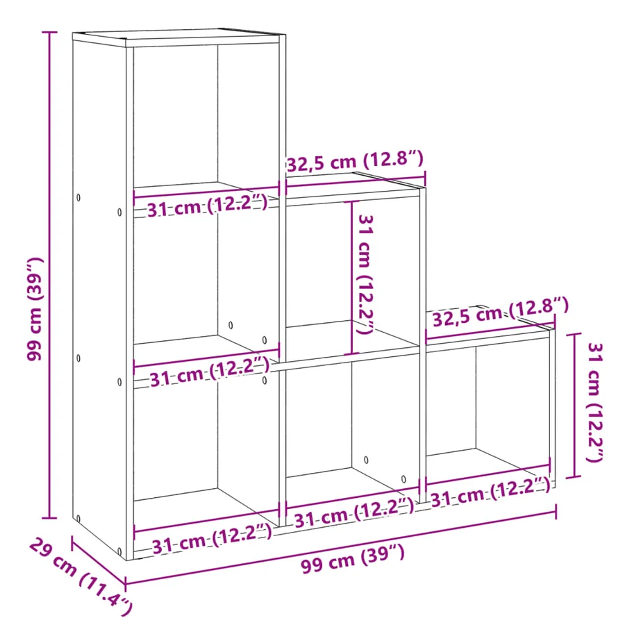 Étagère séparatrice de pièce 3 niveaux chêne sonoma 99x29x99 cm - 11