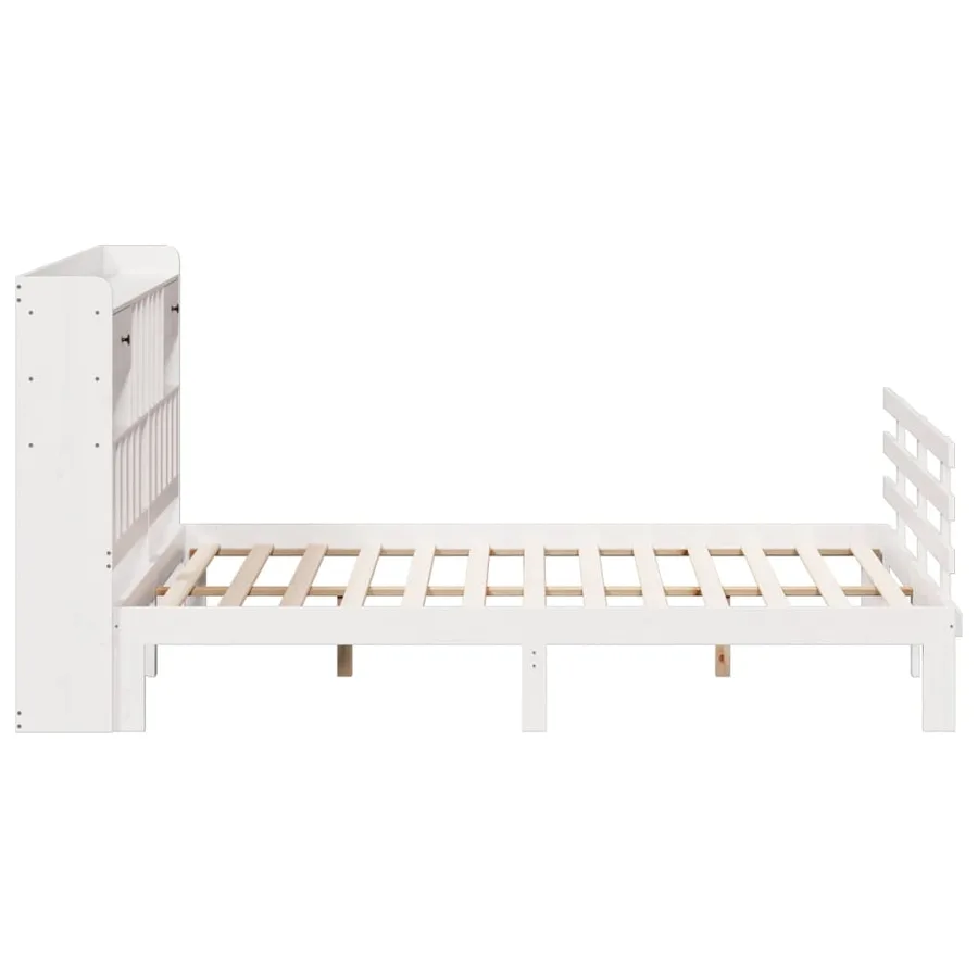 Lit bibliothèque sans matelas blanc 180x200 cm bois pin massif - 5
