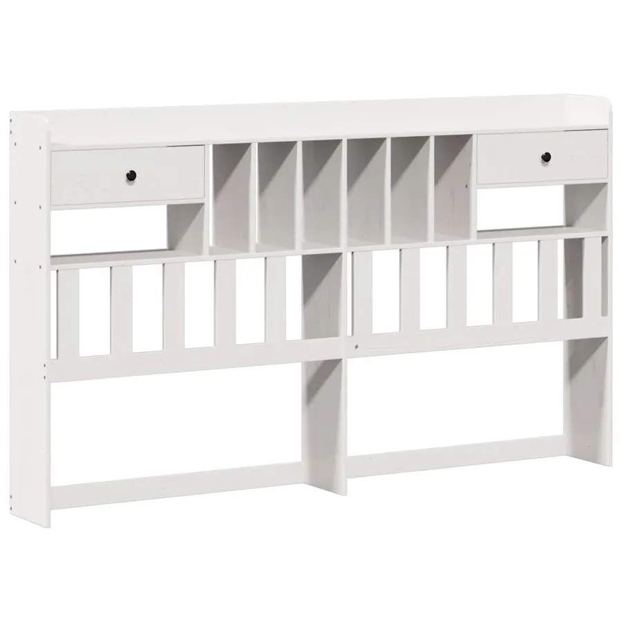 Lit bibliothèque sans matelas blanc 180x200 cm bois pin massif - 7