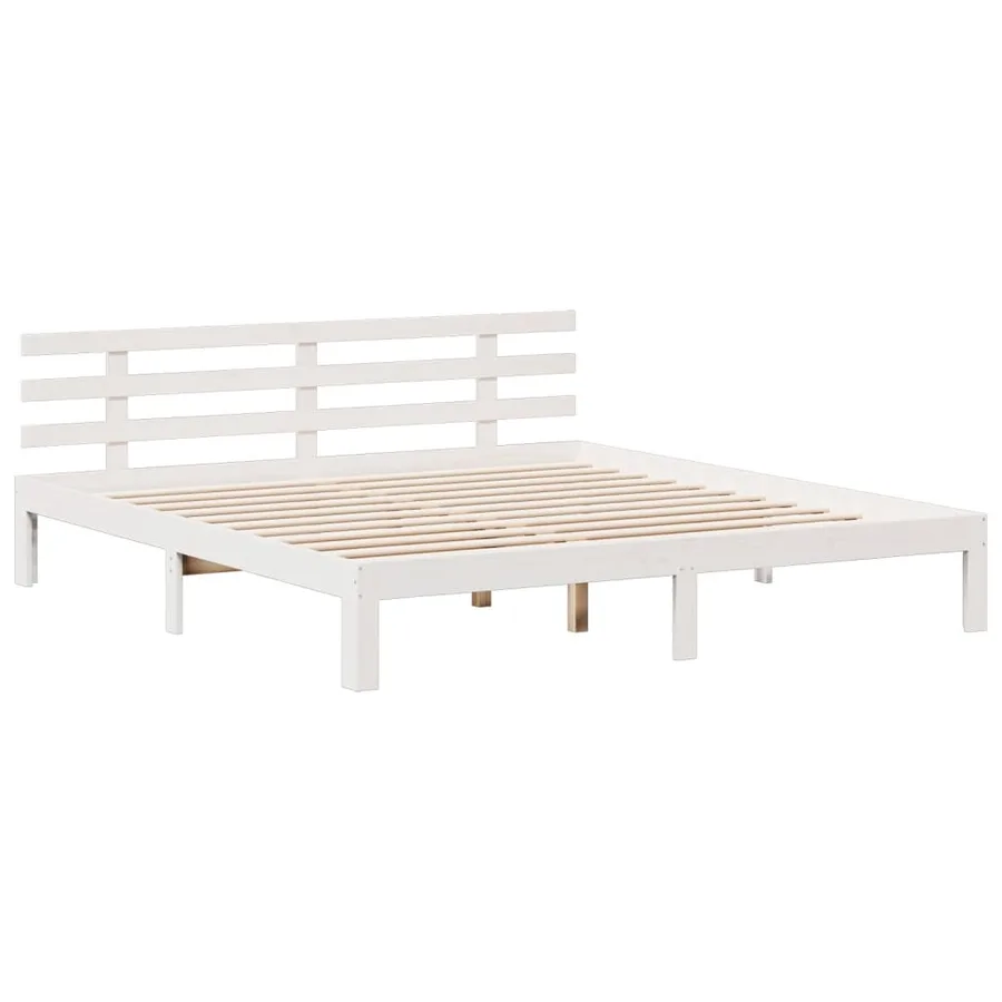 Lit bibliothèque sans matelas blanc 180x200 cm bois pin massif - 8