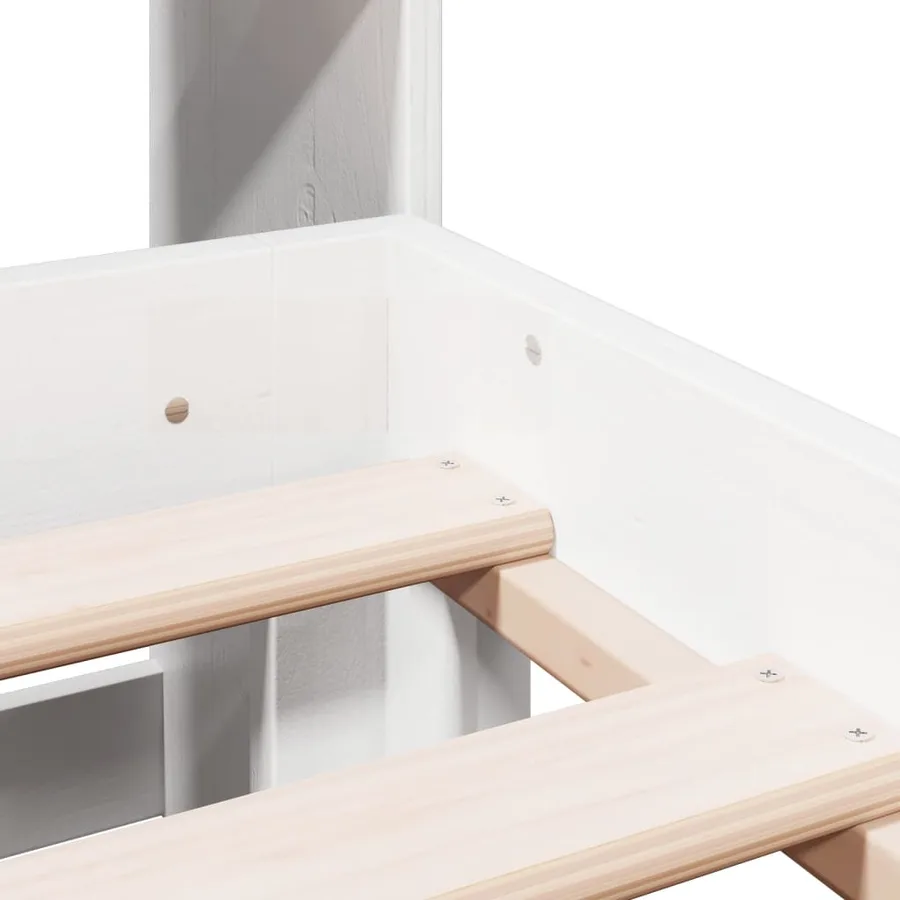Lit bibliothèque sans matelas blanc 180x200 cm bois pin massif - 9