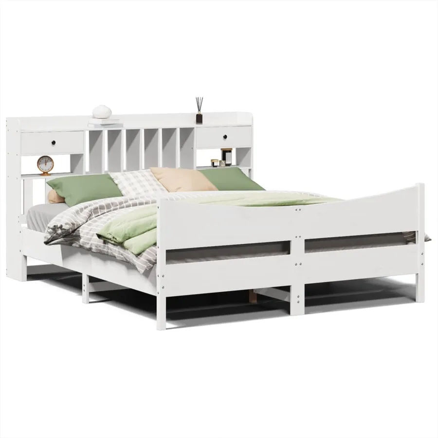 Cadre de lit sans matelas blanc 180x200 cm bois massif de pin - 2