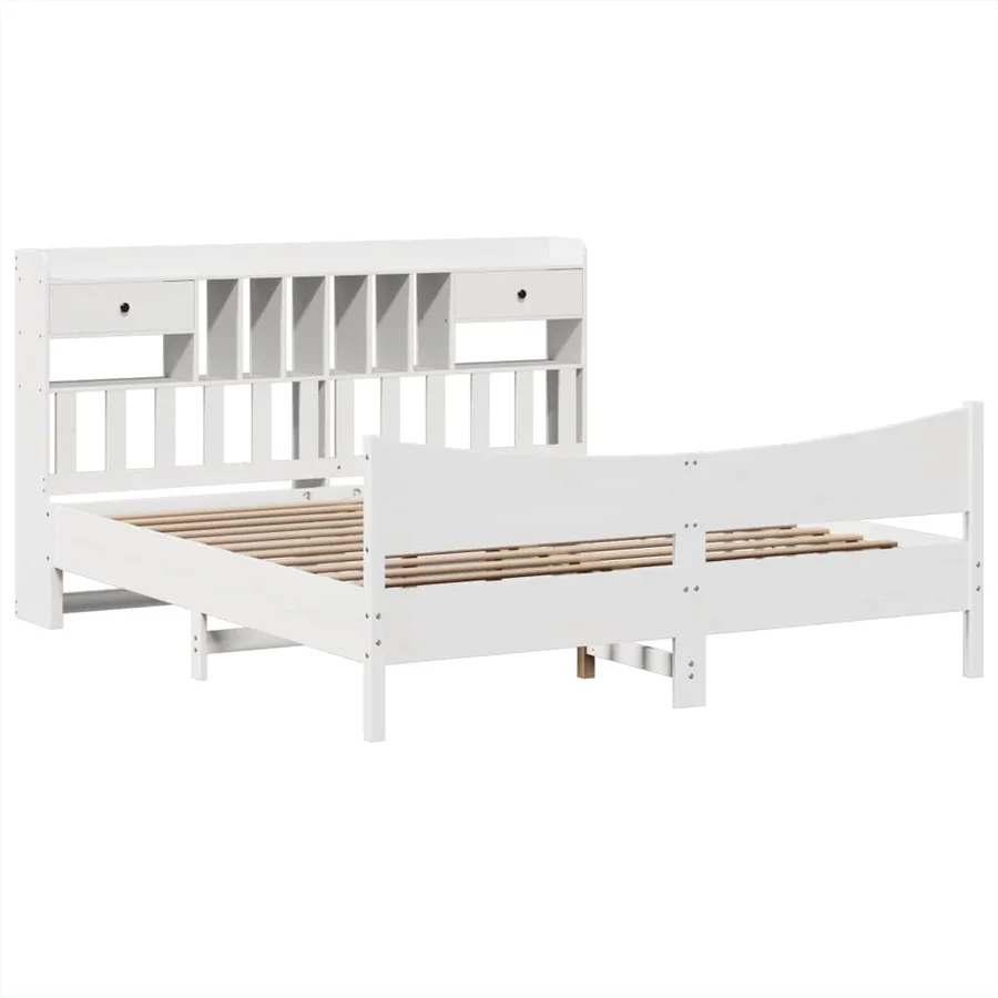 Cadre de lit sans matelas blanc 180x200 cm bois massif de pin - 3