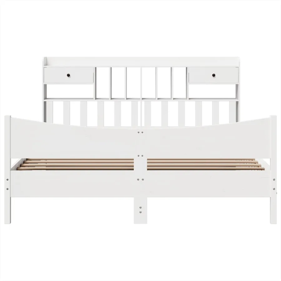 Cadre de lit sans matelas blanc 180x200 cm bois massif de pin - 4