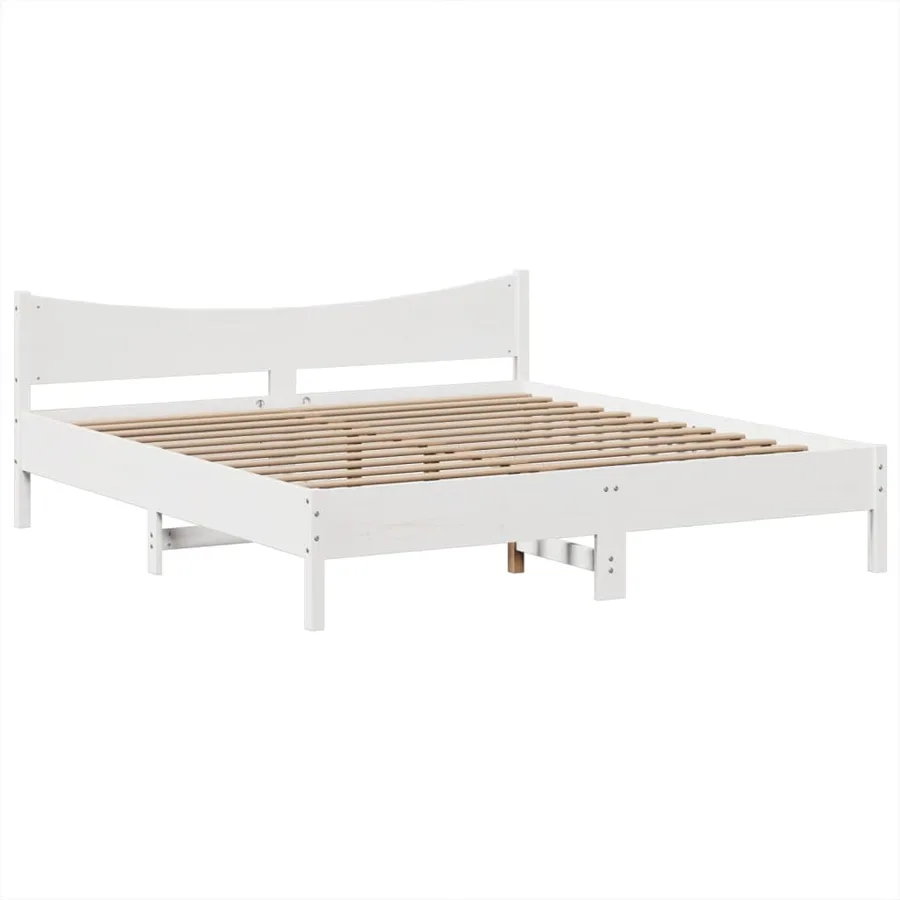 Cadre de lit sans matelas blanc 180x200 cm bois massif de pin - 5