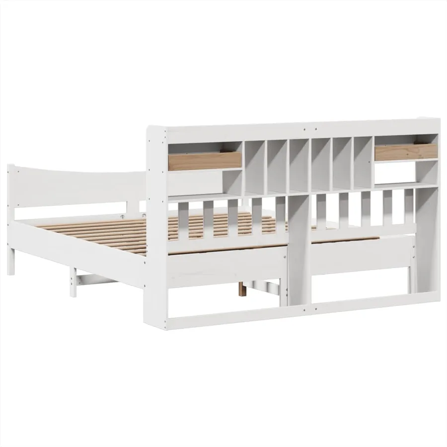 Cadre de lit sans matelas blanc 180x200 cm bois massif de pin - 8