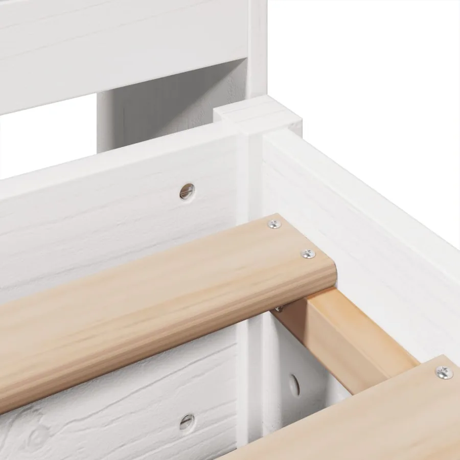 Cadre de lit sans matelas blanc 180x200 cm bois massif de pin - 9