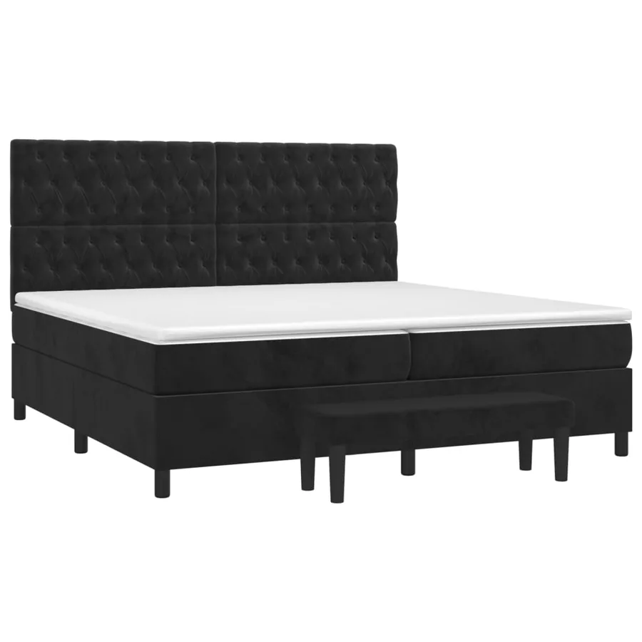 Sommier à lattes de lit et matelas Noir 200x200 cm Velours - 3