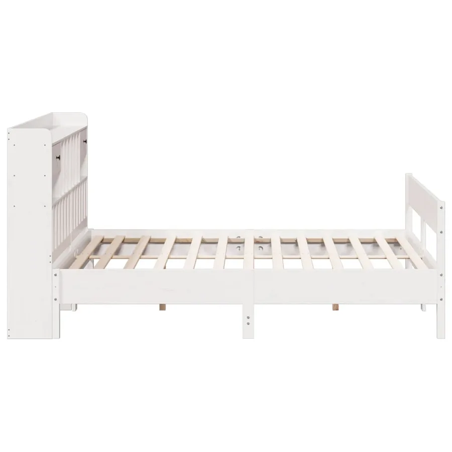 Lit bibliothèque sans matelas blanc 180x200 cm bois pin massif - 5