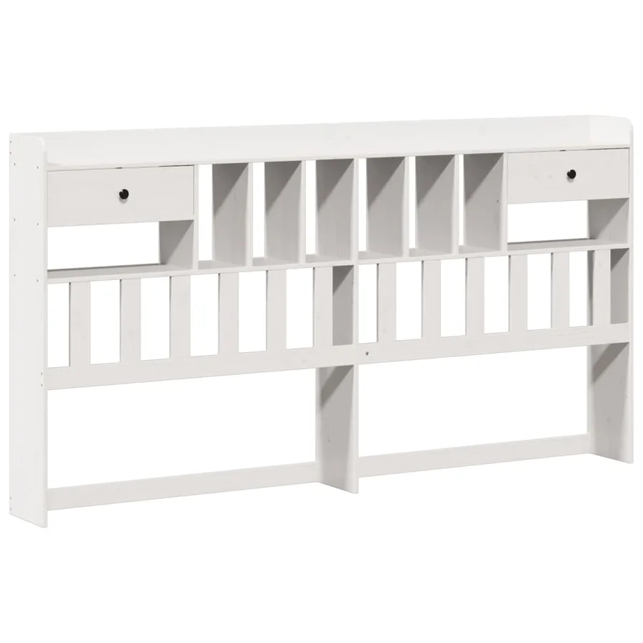 Lit bibliothèque sans matelas blanc 180x200 cm bois pin massif - 7