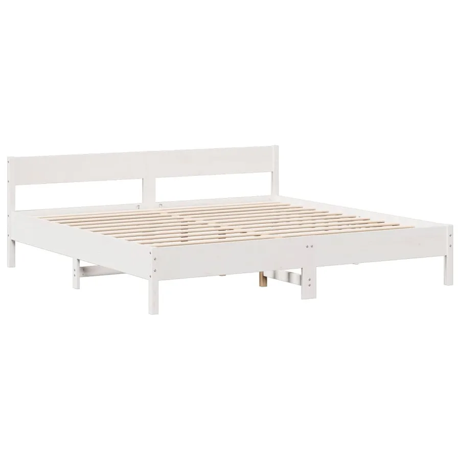Lit bibliothèque sans matelas blanc 180x200 cm bois pin massif - 8