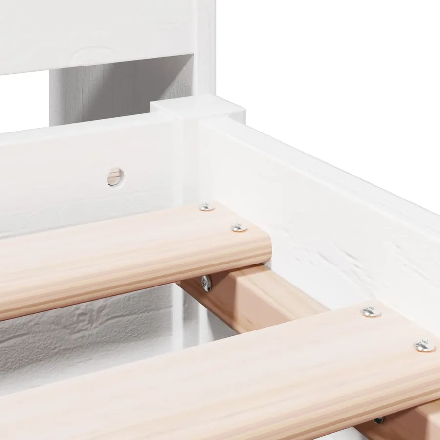 Lit bibliothèque sans matelas blanc 180x200 cm bois pin massif - 9