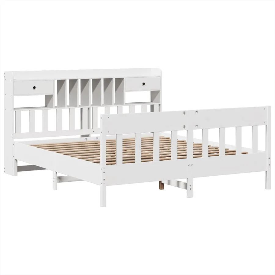 Cadre de lit sans matelas blanc 180x200 cm bois massif de pin - 3