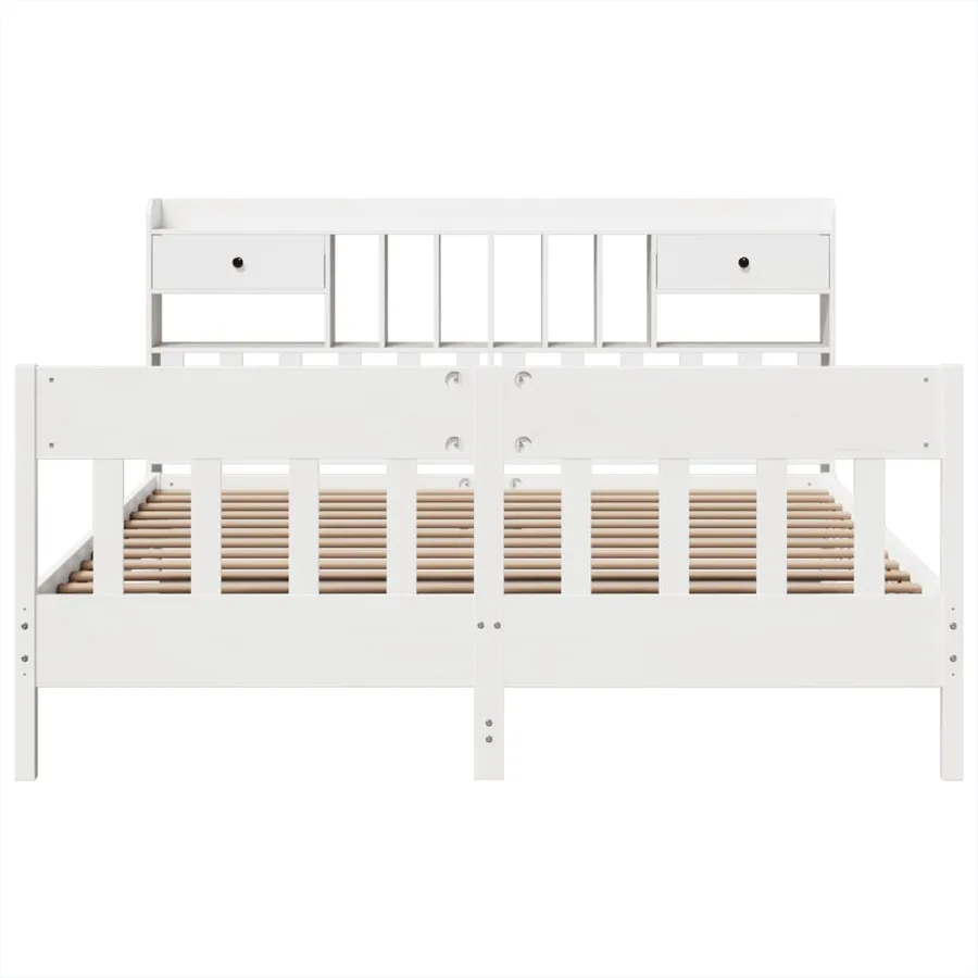Cadre de lit sans matelas blanc 180x200 cm bois massif de pin - 4
