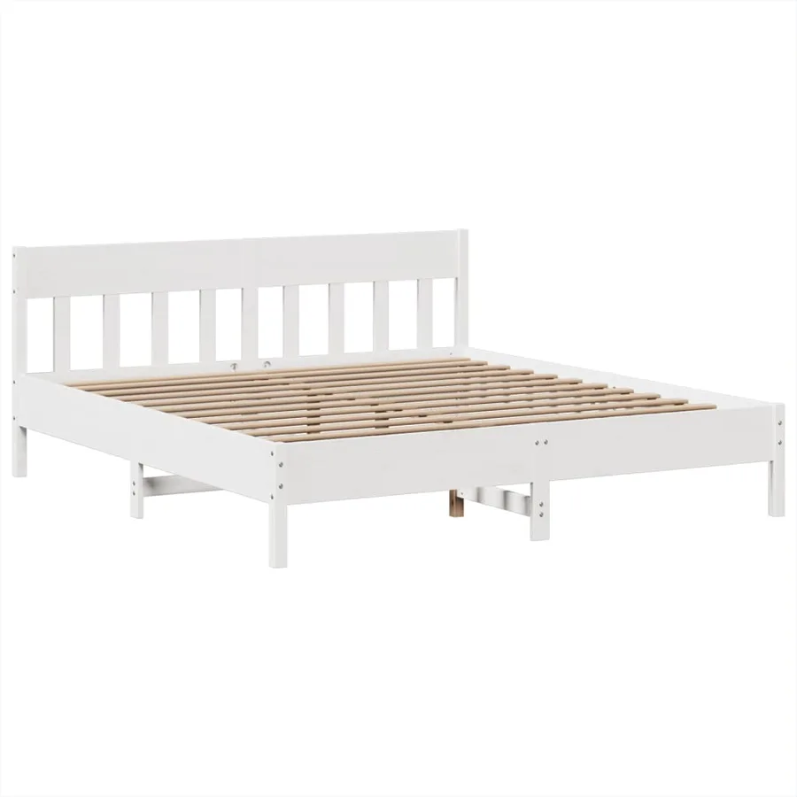 Cadre de lit sans matelas blanc 180x200 cm bois massif de pin - 5