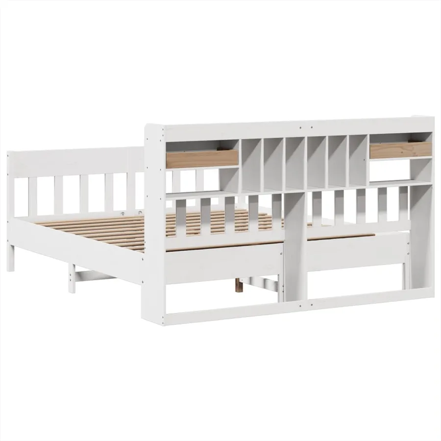 Cadre de lit sans matelas blanc 180x200 cm bois massif de pin - 8