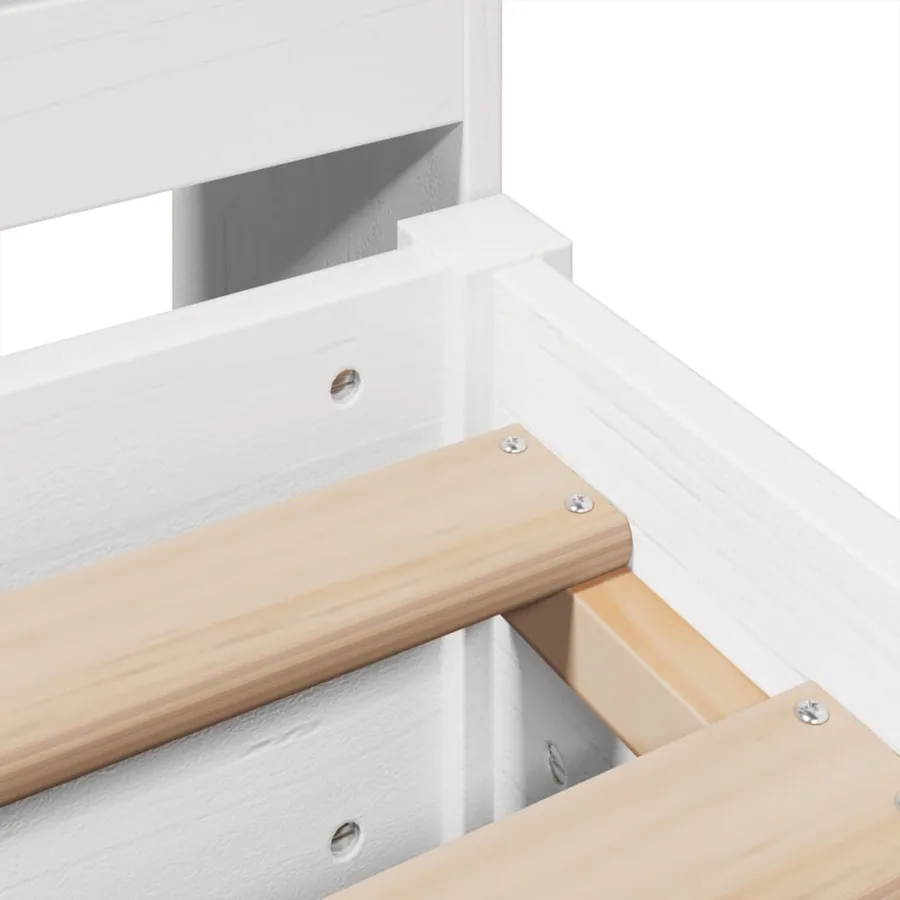 Cadre de lit sans matelas blanc 180x200 cm bois massif de pin - 9
