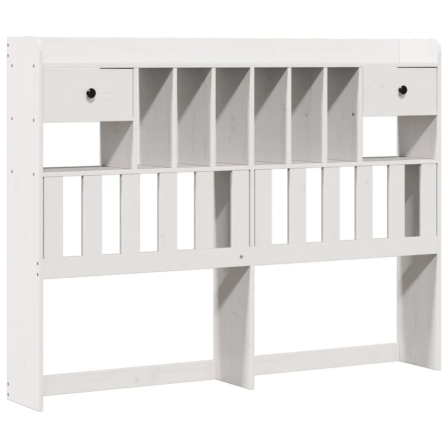 Lit bibliothèque sans matelas blanc 150x200 cm bois pin massif - 6