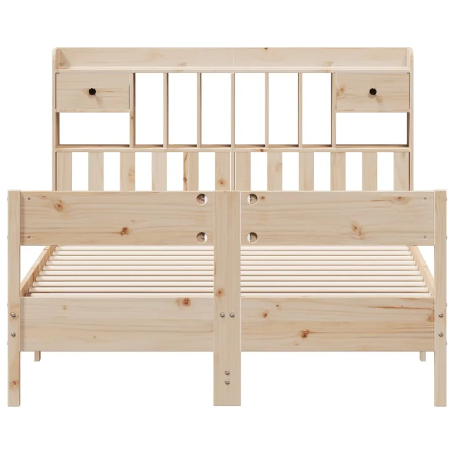 Lit bibliothèque sans matelas 140x200 cm bois massif de pin - 4