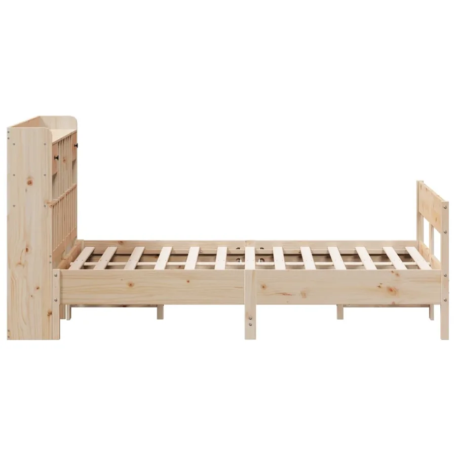 Lit bibliothèque sans matelas 140x200 cm bois massif de pin - 5
