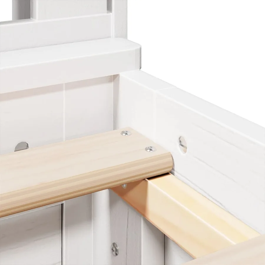 Lit bibliothèque sans matelas blanc 150x200 cm bois pin massif - 13