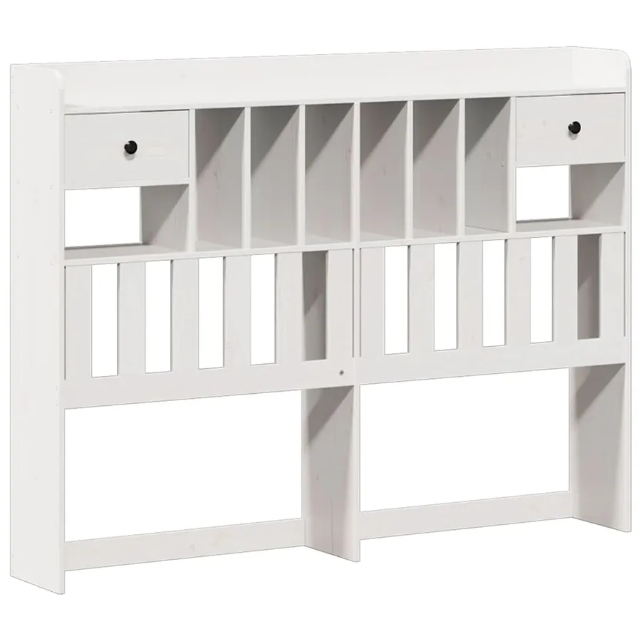 Lit bibliothèque sans matelas blanc 150x200 cm bois pin massif - 7