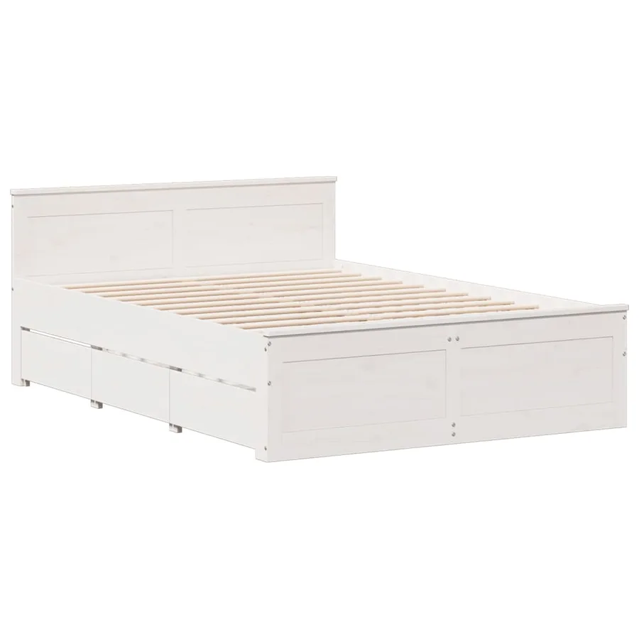 Lit bibliothèque sans matelas blanc 150x200 cm bois pin massif - 8