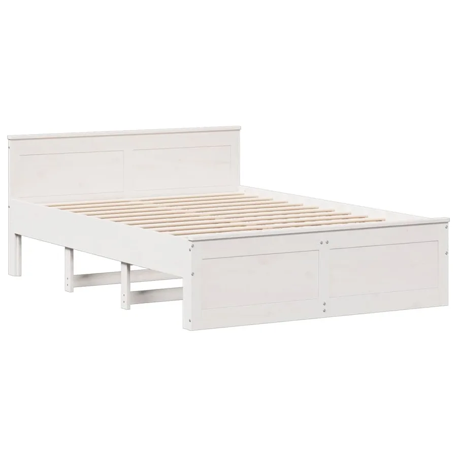 Lit bibliothèque sans matelas blanc 150x200 cm bois pin massif - 9