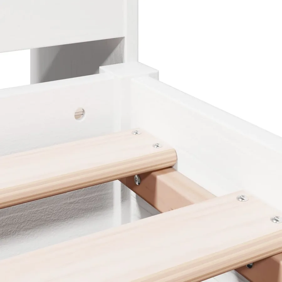 Lit bibliothèque sans matelas blanc 150x200 cm bois pin massif - 9