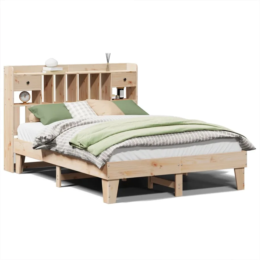Cadre de lit sans matelas 140x200 cm bois massif de pin - 2