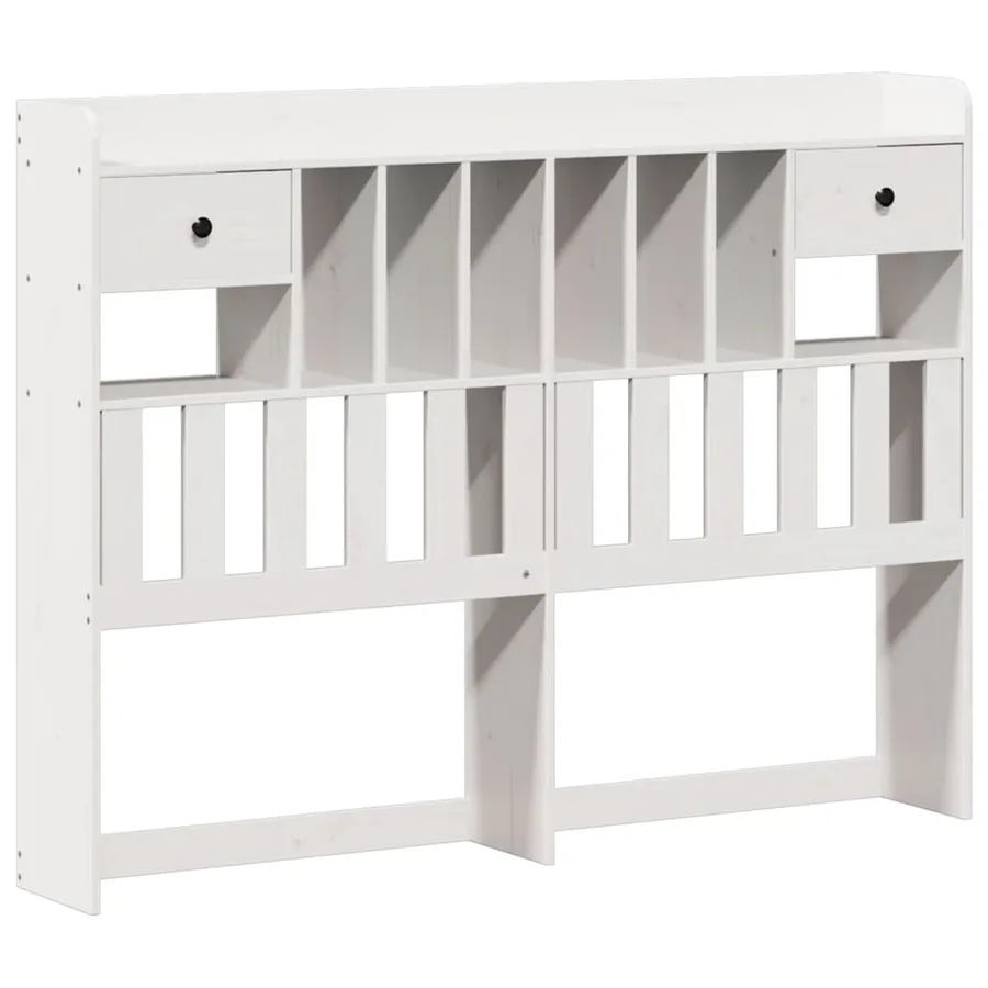 Lit bibliothèque sans matelas blanc 160x200 cm bois pin massif - 7