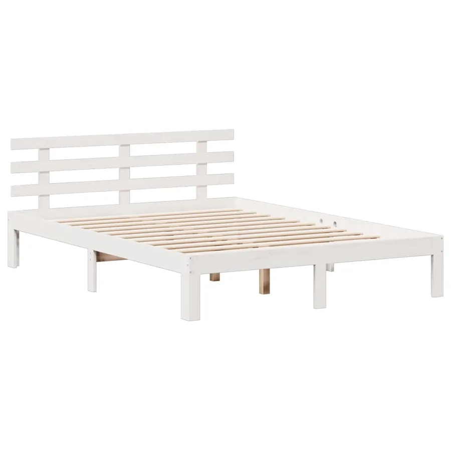 Lit bibliothèque sans matelas blanc 160x200 cm bois pin massif - 8