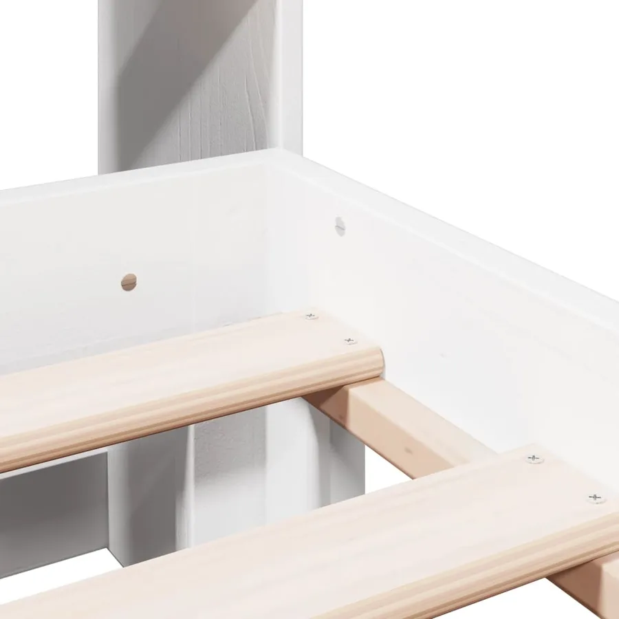 Lit bibliothèque sans matelas blanc 160x200 cm bois pin massif - 9