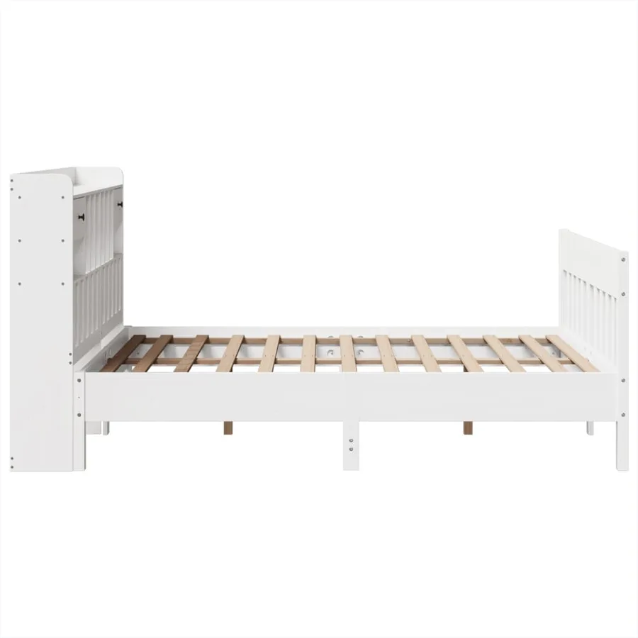 Cadre de lit sans matelas blanc 140x190 cm bois de pin massif - 7