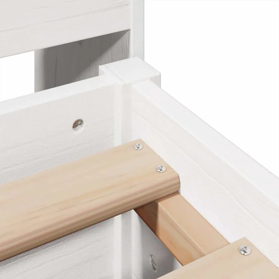Cadre de lit sans matelas blanc 140x190 cm bois de pin massif - 9