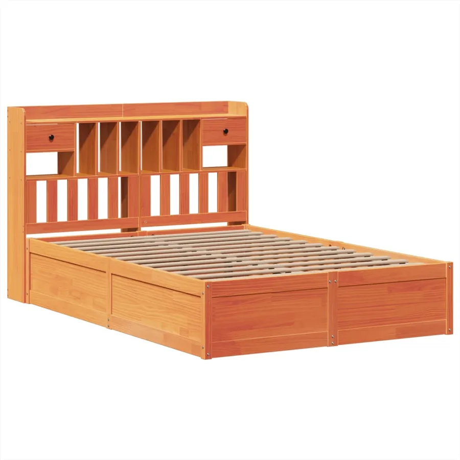 Cadre de lit sans matelas cire marron 150x200cm bois pin massif - 3